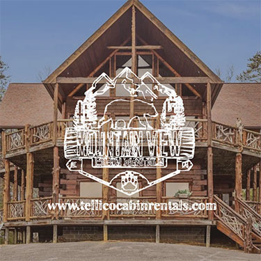 Tellico Log Cabins Home with Logo